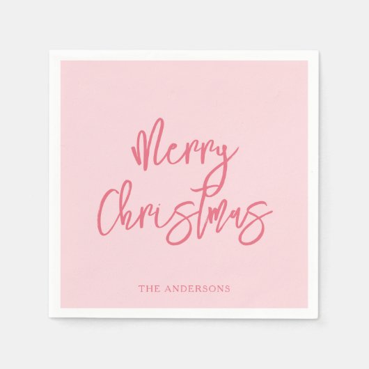 Elegant Pink Minimalist Script Merry Christmas Serviette (Vorderseite)