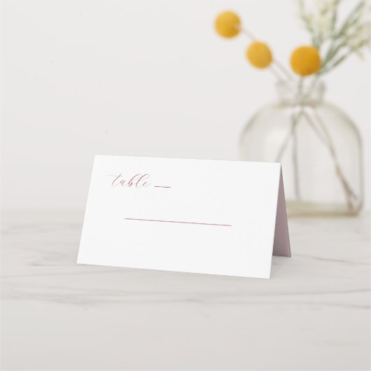 Elegant Pink Minimalist Table Sign Platzkarte (Vorderseite)