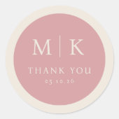 Elegant Pink Minimalist Thank You Runder Aufkleber (Vorderseite)