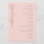 Elegant Pink Minimalist Wedding Schedule Programm (Rückseite)