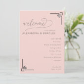 Elegant Pink Minimalist Wedding Schedule Programm (Stehend Vorderseite)