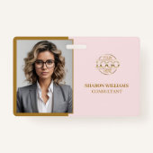 Elegant Pink Minimalistisch Company Mitarbeiter Fo Ausweis (Vorderseite)