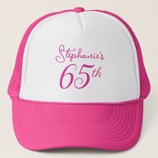 Elegant Pink Monogram 65. Geburtstag Truckerkappe (Vorderseite)