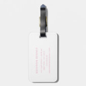 Elegant Pink Monogram Gepäckanhänger (Rückseite vertikal)