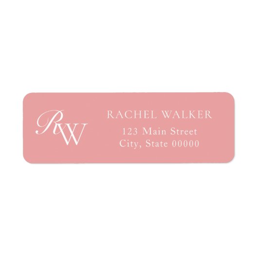 Elegant Pink Monogram Return Address (Vorne)