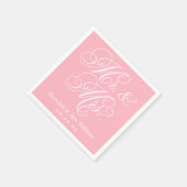 Elegant Pink Mr. und Mrs. Script Custom Monogram Serviette (Ecke)