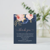 Elegant Pink & Navy Florals Begräbnis Vielen Dank Dankeskarte (Stehend Vorderseite)