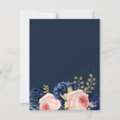 Elegant Pink & Navy Florals Begräbnis Vielen Dank Dankeskarte (Rückseite)
