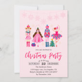Elegant Pink Nutcracker Ballet Christmas Party Einladung (Vorderseite)