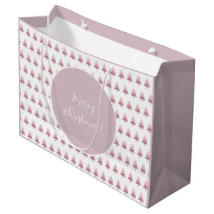 Elegant Pink Ombre Christmas Tree Muster Große Geschenktüte