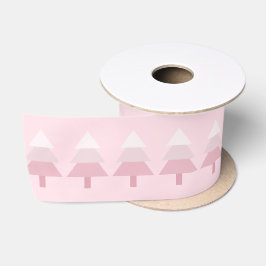 Elegant Pink Ombre Christmas Tree Muster Satinband