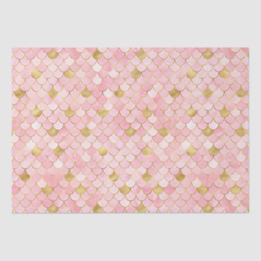 Elegant Pink Ombre Foil & Gold Mermaid Scales Seidenpapier (Vorderseite)