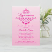 Elegant Pink Ombre Quinceañera Party Einladung (Stehend Vorderseite)