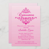 Elegant Pink Ombre Quinceañera Party Einladung (Vorne/Hinten)