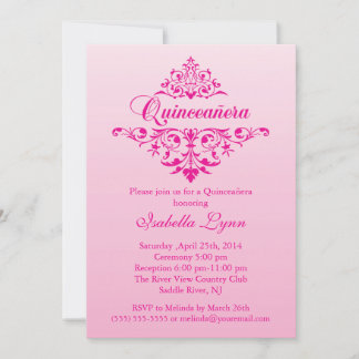 Elegant Pink Ombre Quinceañera Party Einladung