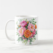Elegant Pink & Orange Peonies Floral Coffee Mug Kaffeetasse (Links)