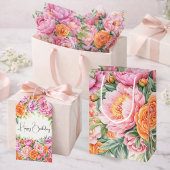 Elegant Pink & Orange Peonies Floral Tissue Paper Seidenpapier