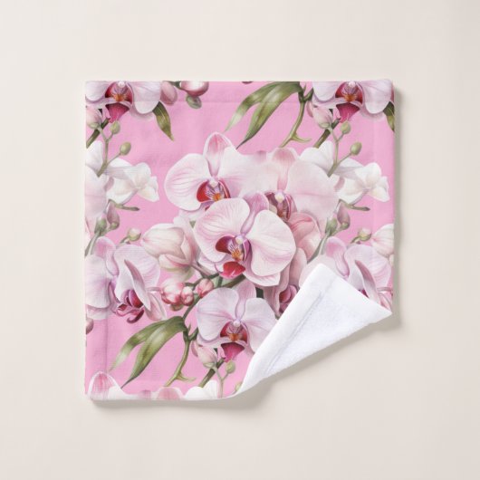 Elegant Pink Orchid Badhandtuch Set (Waschlappen)