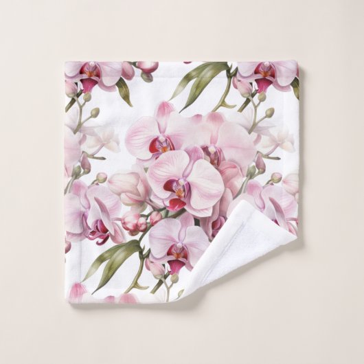 Elegant Pink Orchid Badhandtuch Set (Waschlappen)