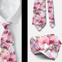 Elegant Pink Orchid Neck Tie Krawatte