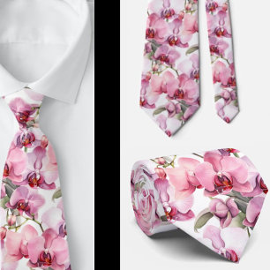 Elegant Pink Orchid Neck Tie Krawatte