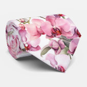 Elegant Pink Orchid Neck Tie Krawatte (Gerollt)
