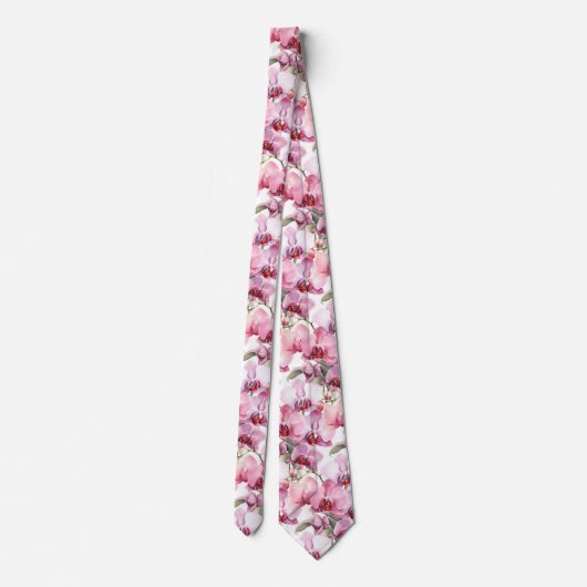 Elegant Pink Orchid Neck Tie Krawatte (Rückseite)