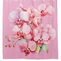 Elegant Pink Orchids Shower Curtain