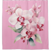 Elegant Pink Orchids Shower Curtain Duschvorhang (Vorderseite)