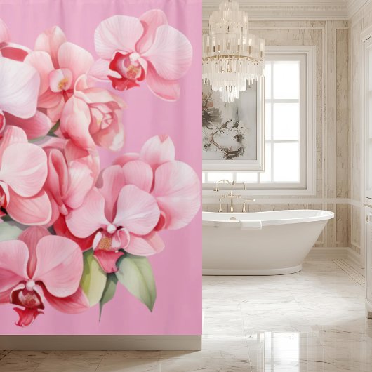 Elegant Pink Orchids Shower Curtain Duschvorhang