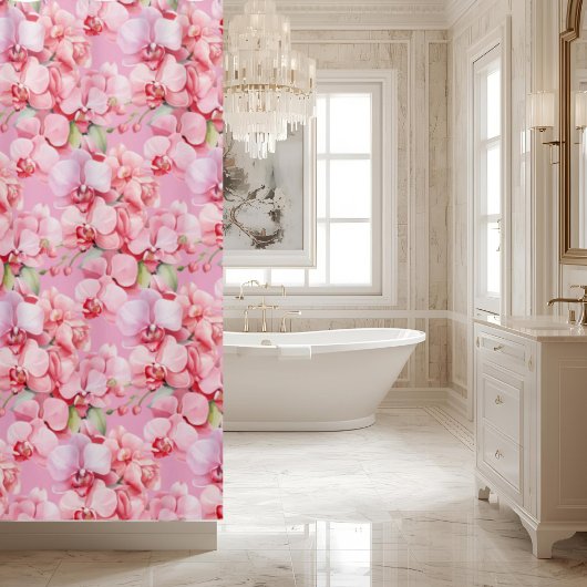 Elegant Pink Orchids Shower Curtain Duschvorhang