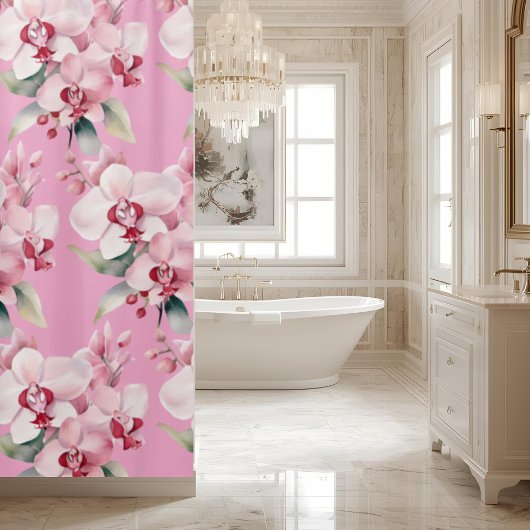 Elegant Pink Orchids Shower Curtain Duschvorhang