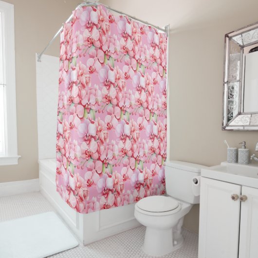 Elegant Pink Orchids Shower Curtain Duschvorhang (Beispiel)