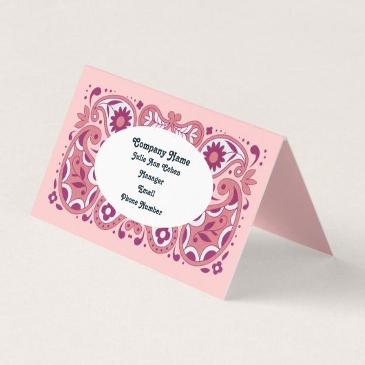 Elegant Pink Paisley Design Tear Drops Daisies Visitenkarten (Vorderseite)