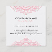 Elegant Pink Paisley Mandala Quadratische Visitenkarte (Rückseite)