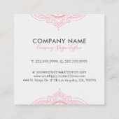 Elegant Pink Paisley Mandala Quadratische Visitenkarte (Rückseite)