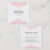 Elegant Pink Paisley Mandala Quadratische Visitenkarte (Vorne/Hinten)