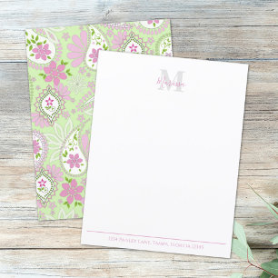 Elegant Pink Paisley Stilvoll Preppy Monogram Gree
