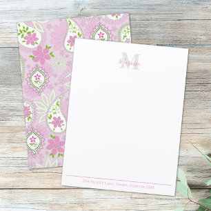 Elegant Pink Paisley Stylish Preppy Monogram