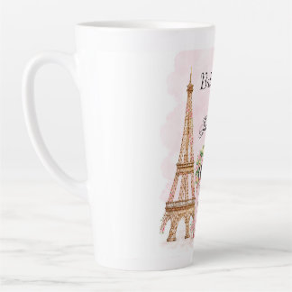 Elegant Pink Paris Eiffel Tower Large Latte Mug Milchtasse