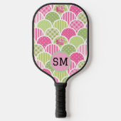 Elegant Pink Pastel Monogram Pattern For Her Pickleball Schläger (Vorderseite)