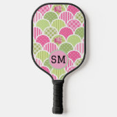 Elegant Pink Pastel Monogram Pattern For Her Pickleball Schläger (Rückseite)