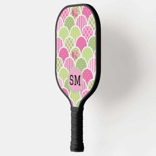 Elegant Pink Pastel Monogram Pattern For Her Pickleball Schläger (Links)
