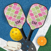 Elegant Pink Pastel Monogram Pattern For Her Pickleball Schläger