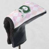 Elegant Pink Pattern Green Golfer Name Monogram Golf Headcover (3/4 Vorderseite)