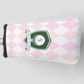 Elegant Pink Pattern Green Golfer Name Monogram Golf Headcover (Vorderseite)