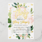 Elegant Pink Peach Bloom 30. Folieneinladung (Vorderseite)