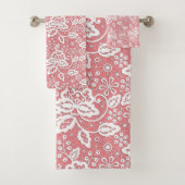 ELEGANT PINK PEACH LACE BADEZIMMER TOWEL SET (Insitu)