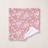 ELEGANT PINK PEACH LACE BADEZIMMER TOWEL SET (Waschlappen)