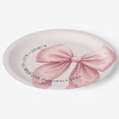 Elegant Pink Pearl Bow Baby Shower Pappteller (Schrägansicht)